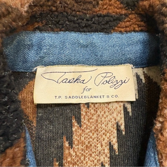 VTG Tasha Polizzi TP Saddleblanket southwestern Aztec fleece Shacket large - Picture 7 of 13